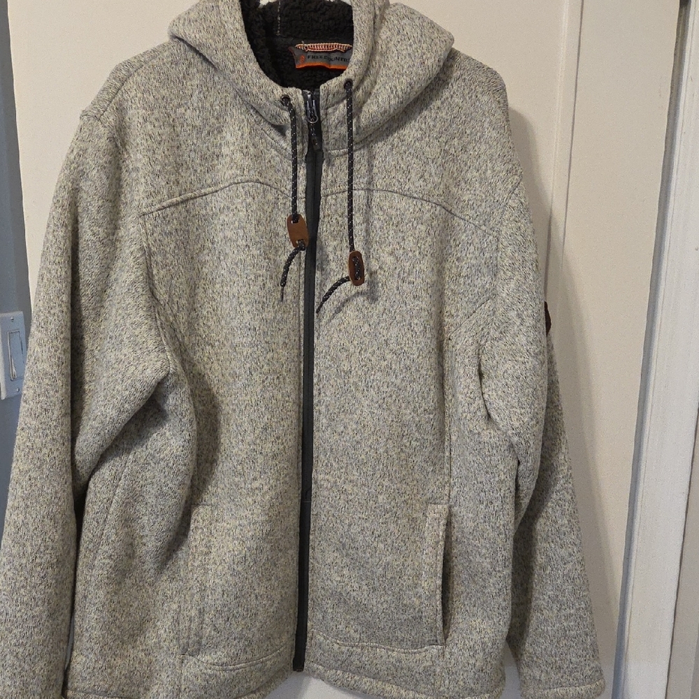 Free Country Men's Zip Up Gray Sweater